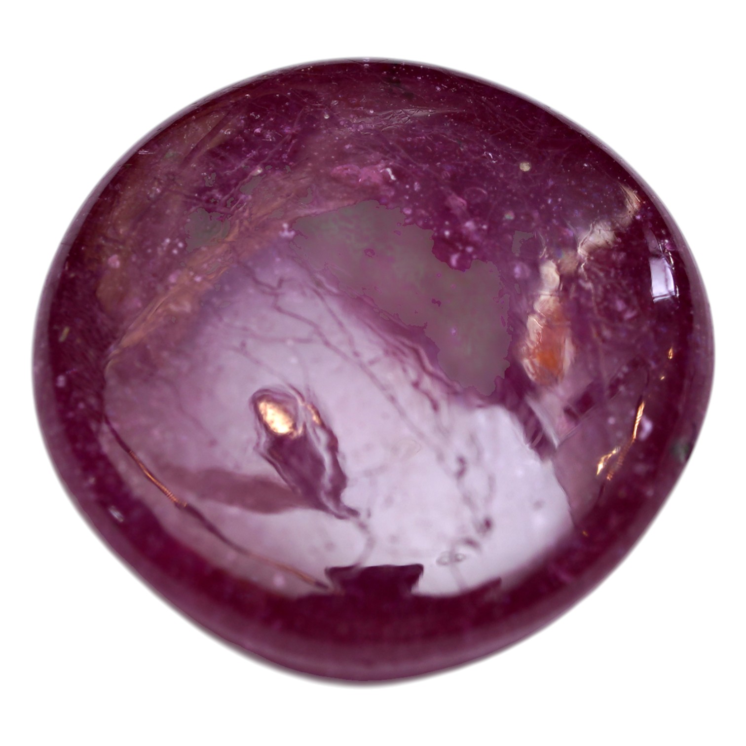 ياقوت طبيعي (Natural Ruby) بوزن 4.64 قيراط - قص كابوشون دائري مع شهادة فحص.