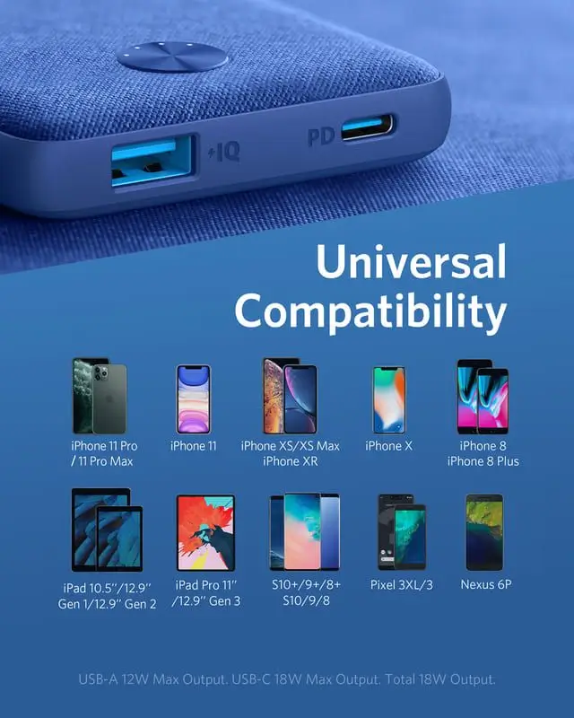 ​Anker power bank 10000mAh with PD fast charging blue Lines