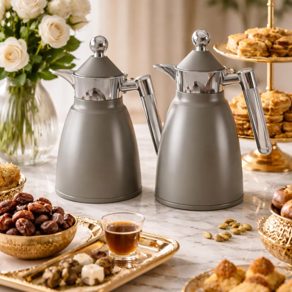 طقم٢ ترمس شاي وقهوة - ١ لتر - خامات متينة – Tea & Coffee Thermos