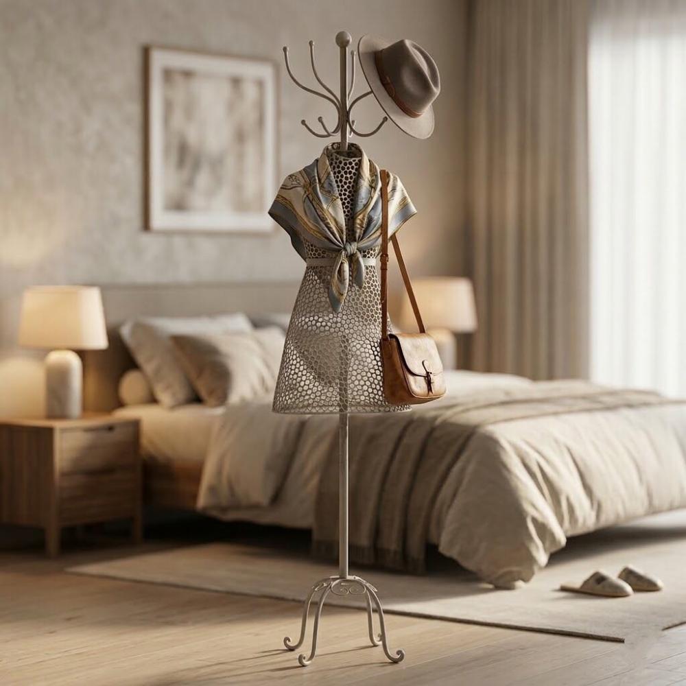 شماعة ملابس - تصميم حديث - لون بيج – Metal Clothes Rack