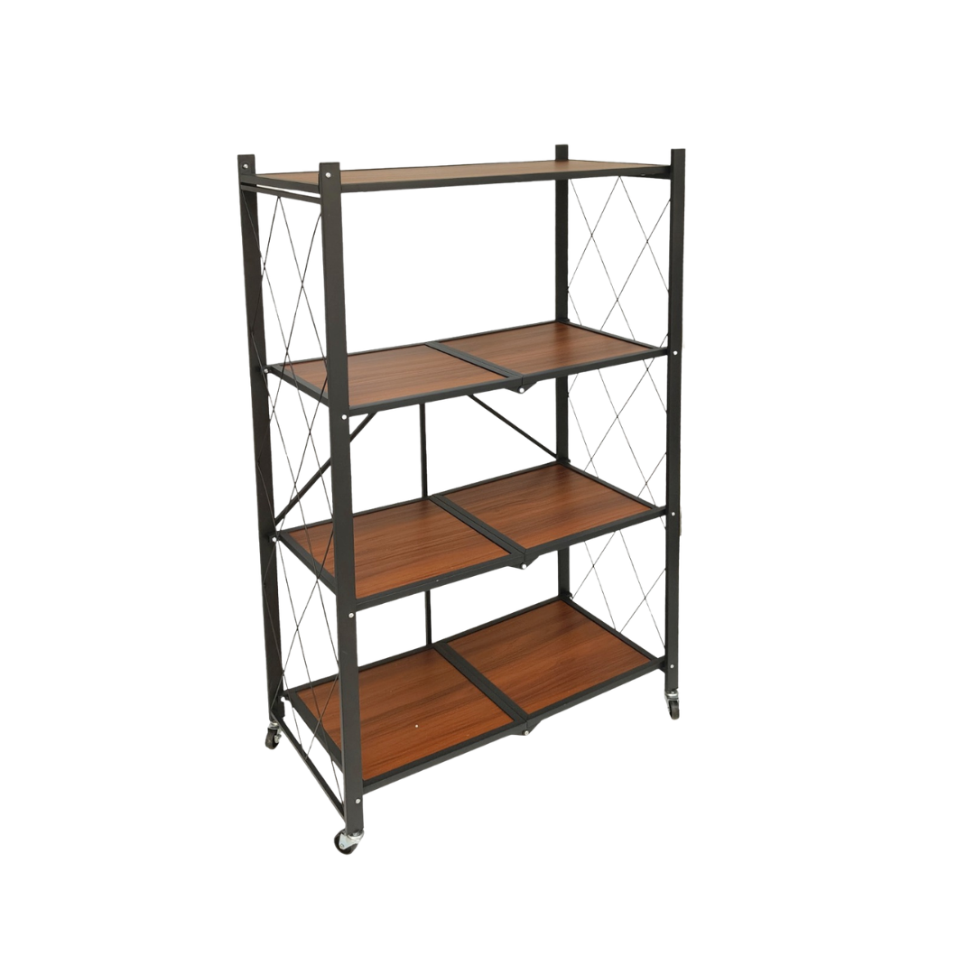 رف تخزين 4 دور قابل للطي والحركة – 4-Tier Foldable Mobile Storage Rack
