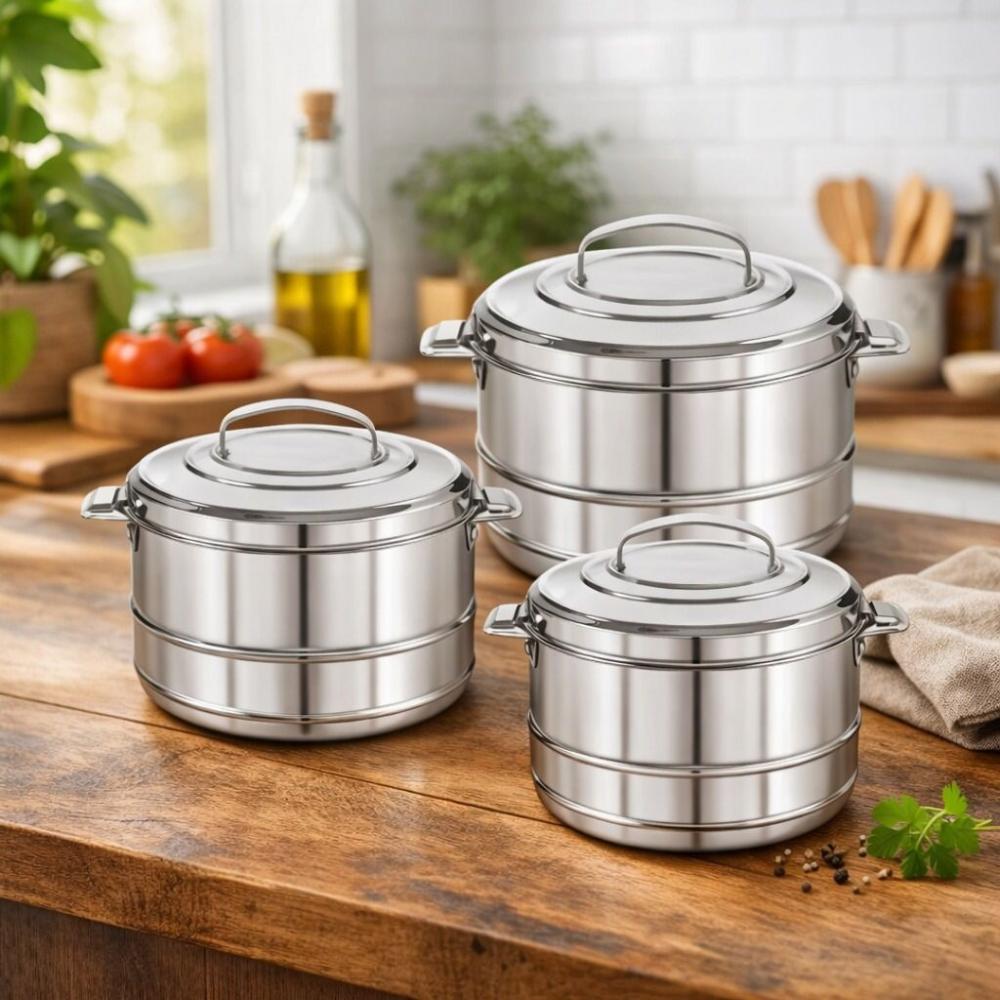 طقم حافظات طعام ريم 3 قطع ستانلس ستيل - احجام مختلفة – Indian Stainles