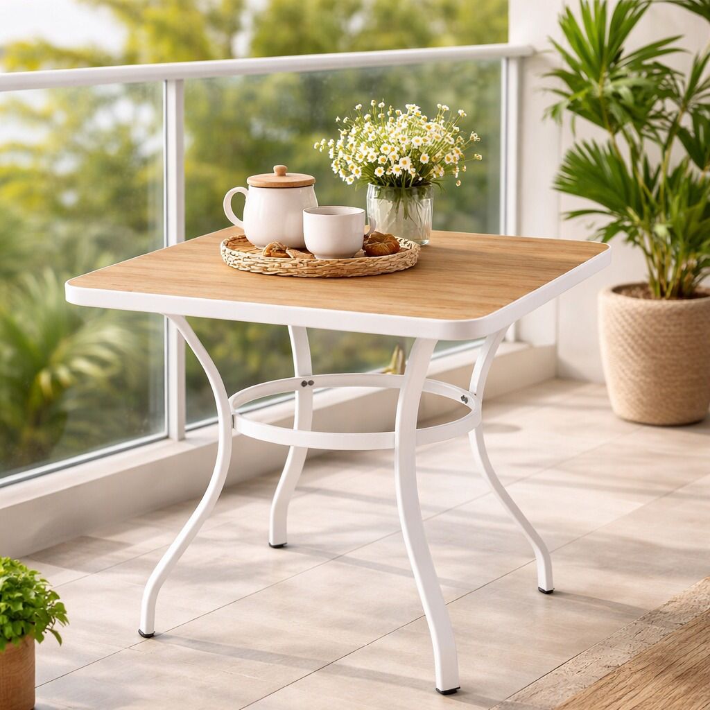 طاولة كافيه مربعة - أبيض وبيج – Modern Table - Beige
