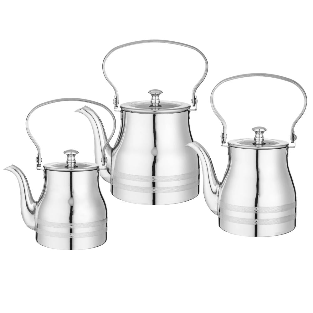 طقم براريد شاي استيل بأطار مثلج 3 قطعة – Stainless Steel Teapot Set wi