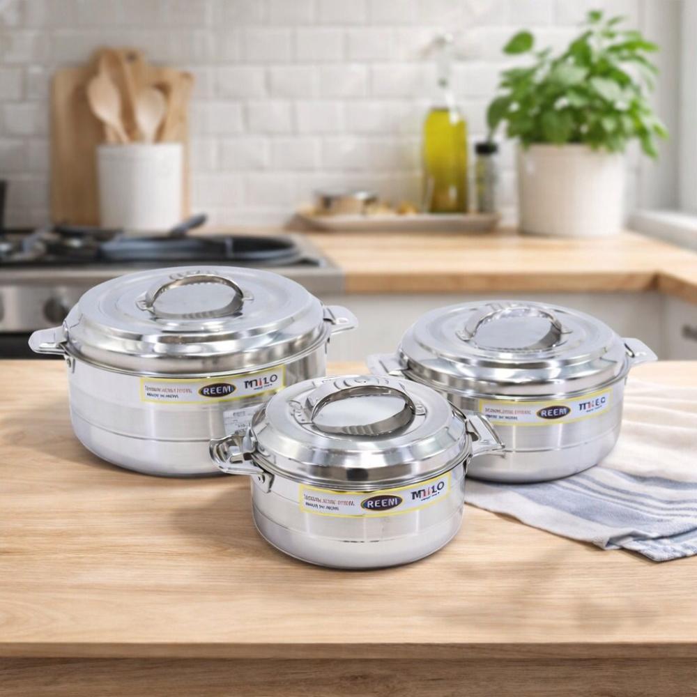 طقم حافظات طعام ريم 3 قطع -ستانلس ستيل - مناسب للعمل – Indian Stainles