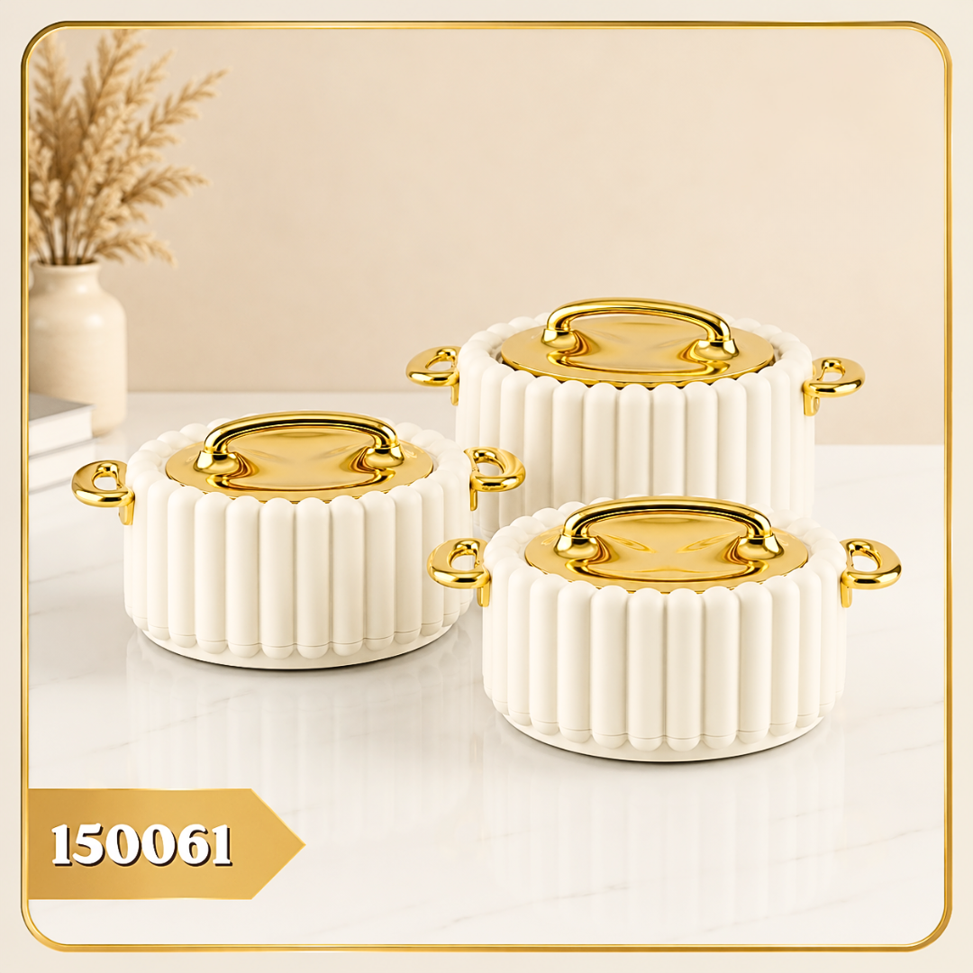 طقم حافظات طعام ملكي تصميم  مودرن أبيض  فاخر 3 قطع – Royal Modern Food