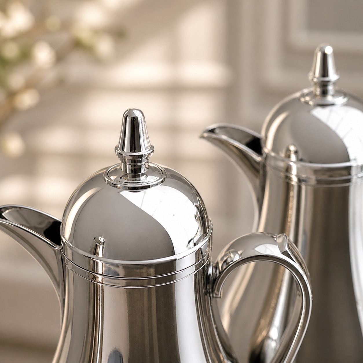 طقم ترامس قهوة وشاي فضي مطفي – Tea & Coffee Thermos Set - Matte Silver