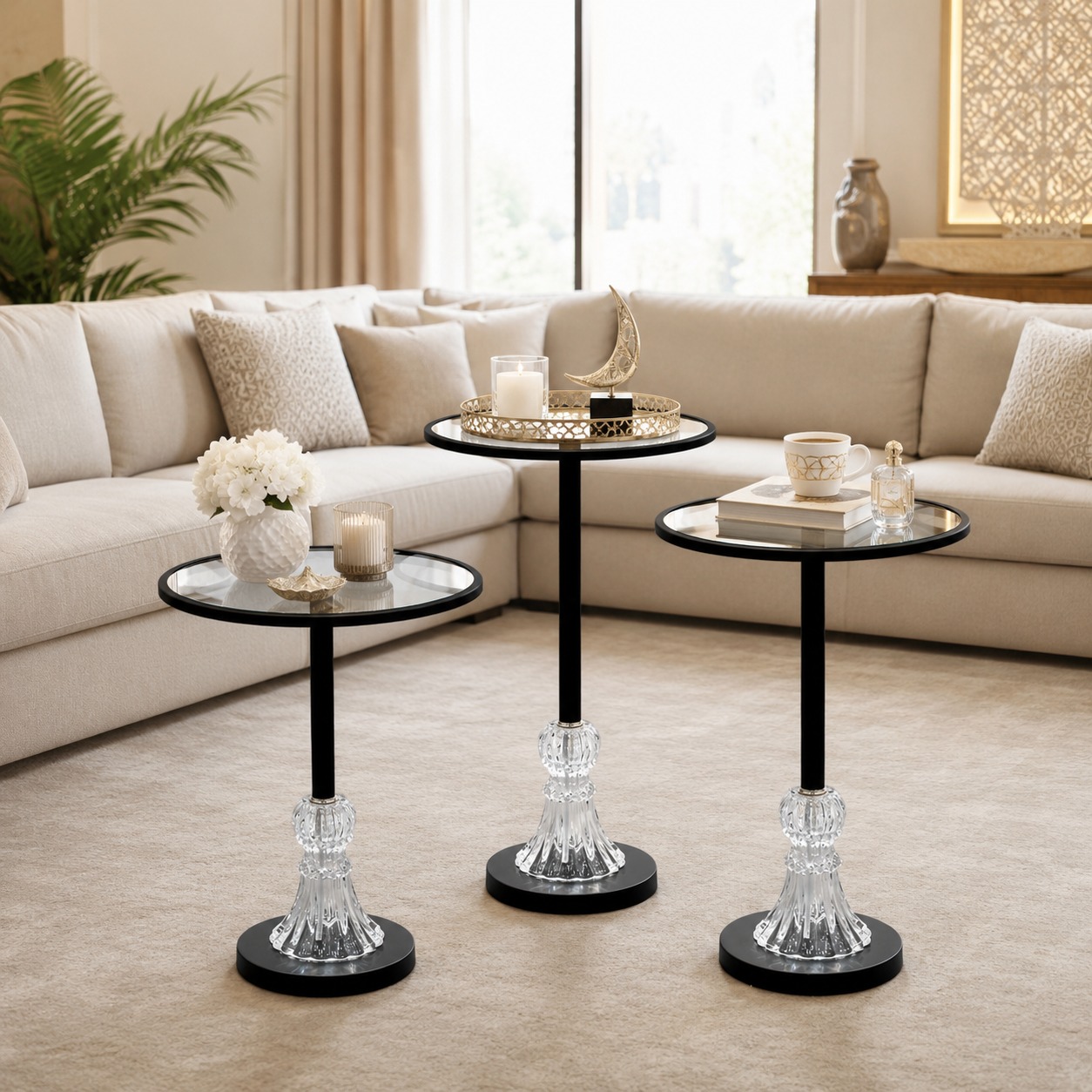 طقم 3 طاولات أسود   خدمة فاخرة – تصميم عصري بلمسة ملكية – 3-Table Set 