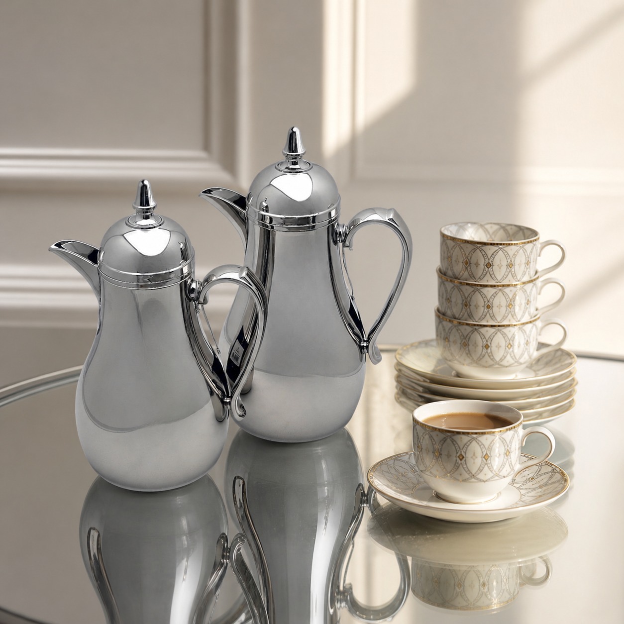 طقم ترامس قهوة وشاي فضي مطفي – Tea & Coffee Thermos Set - Matte Silver