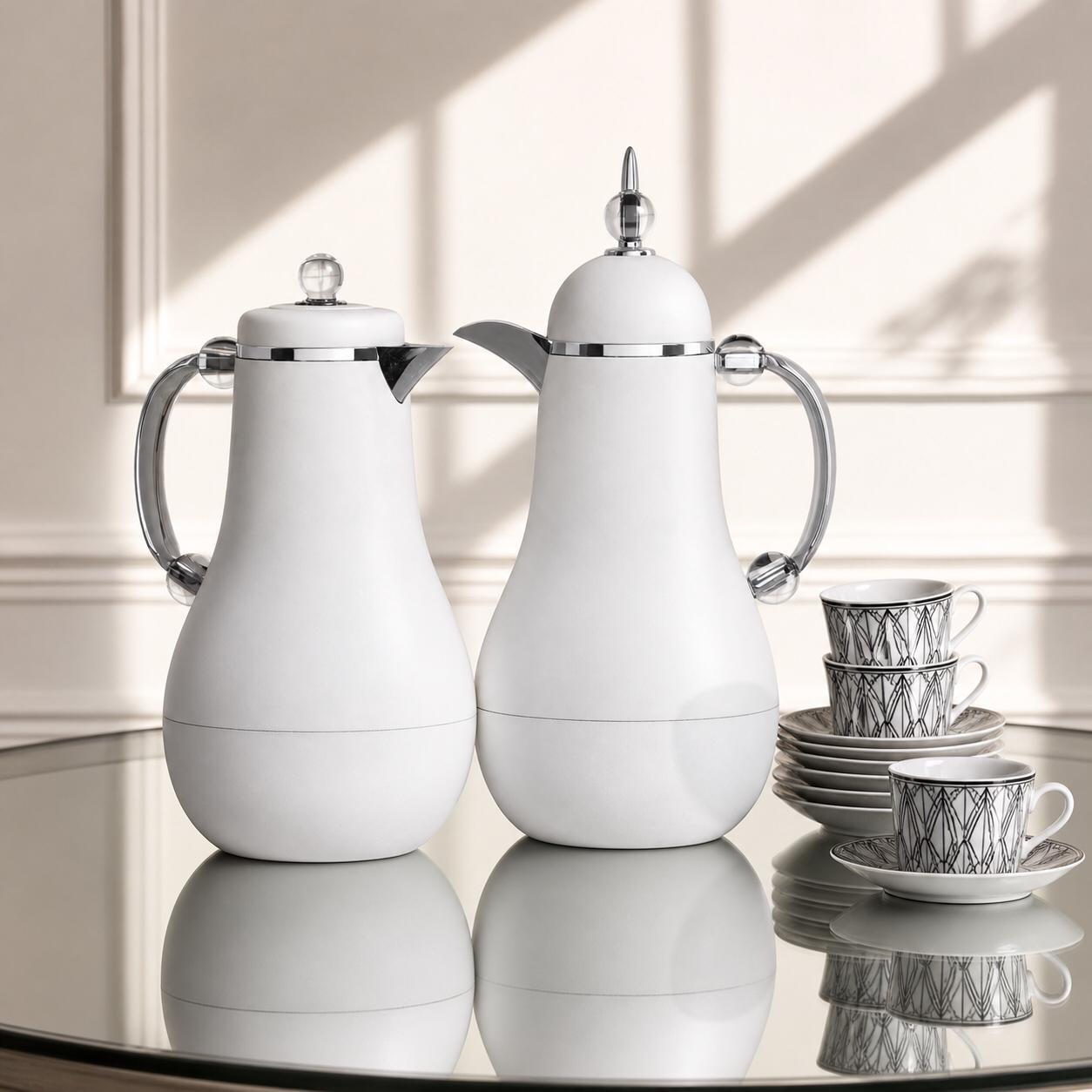 طقم ترامس فاخر – أناقة الضيافة 1+1 لتر – Tea & Coffee Thermos Set 1L