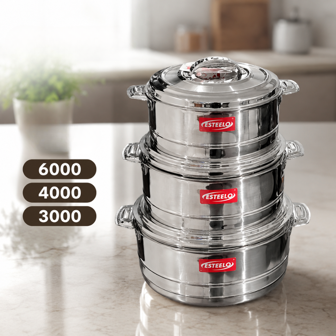 حافظات طعام استيل هندي 3قطع 6000 / 4000 / 3000 – Indian Stainless Stee