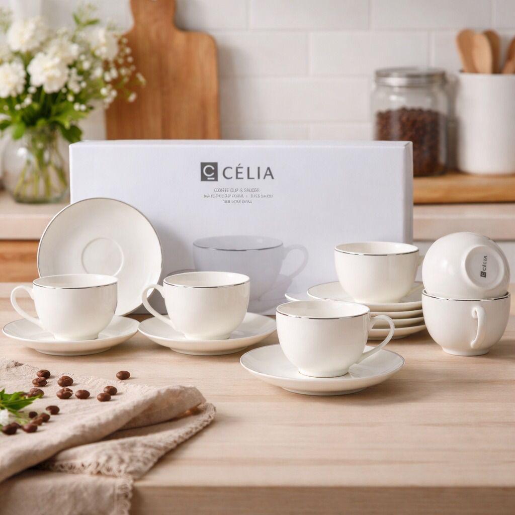 طقم أكواب قهوة 200 مل يتميز بتصميم كلاسيكي وأنيق. – Porcelain Coffee C