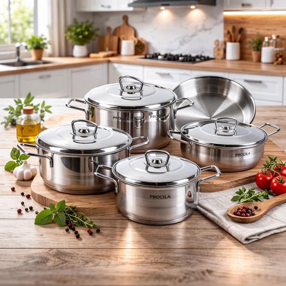 طقم قدور ستيل تركي - 9 قطع -ستانلس عالي الجودة – Stainless Steel Cookw