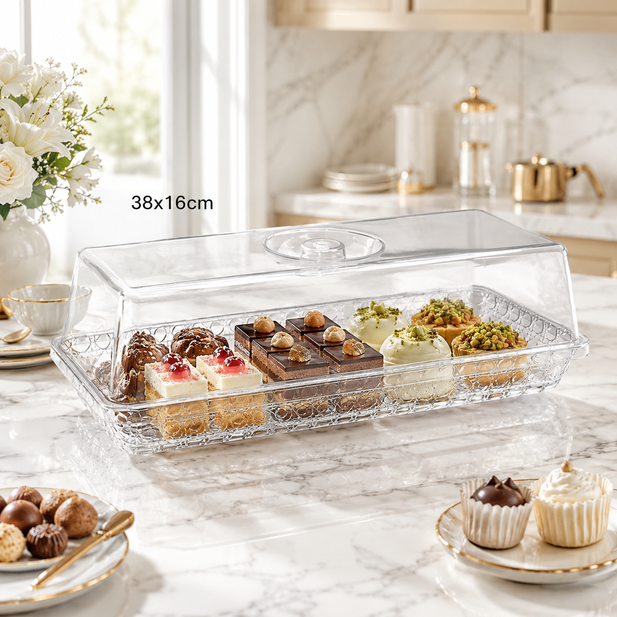 صحن تقديم وكيك أكريليك شفاف متعدد الاستخدامات – Clear Acrylic Multi-Us