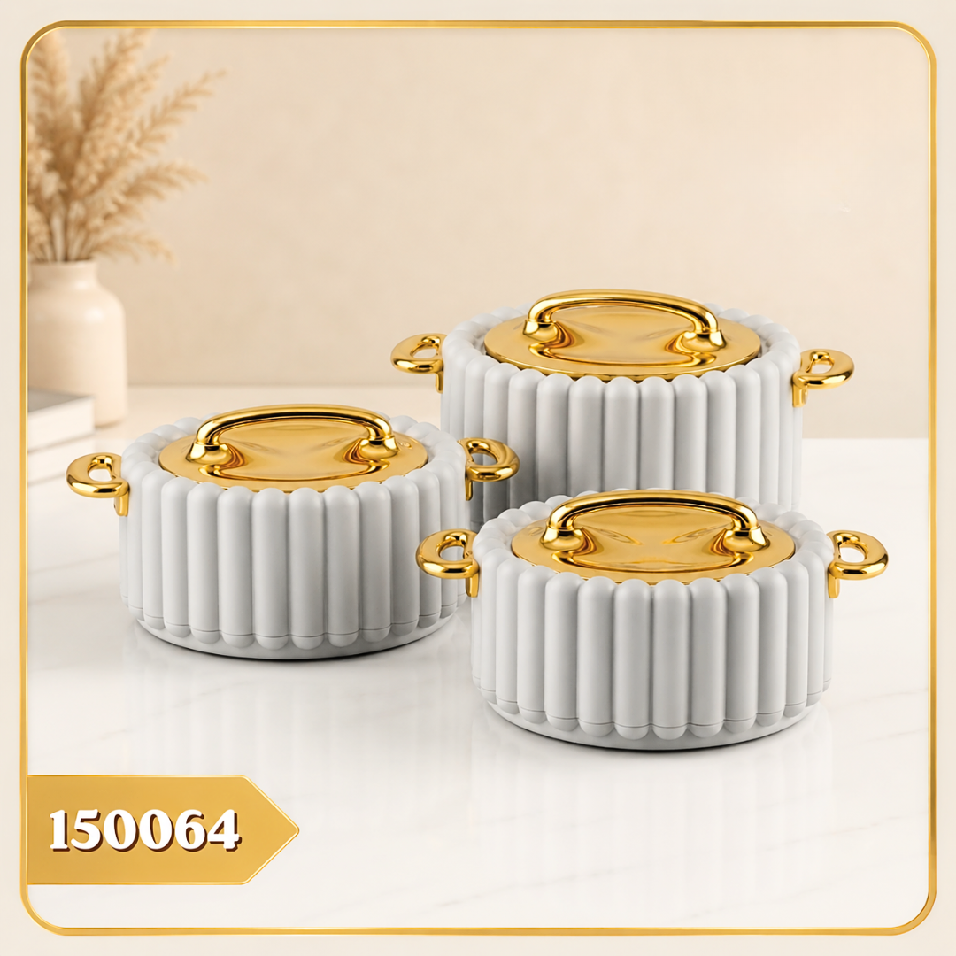 طقم حافظات طعام ملكي تصميم  مودرن  رصاصي  فاخر 3 قطع – Royal Modern Fo