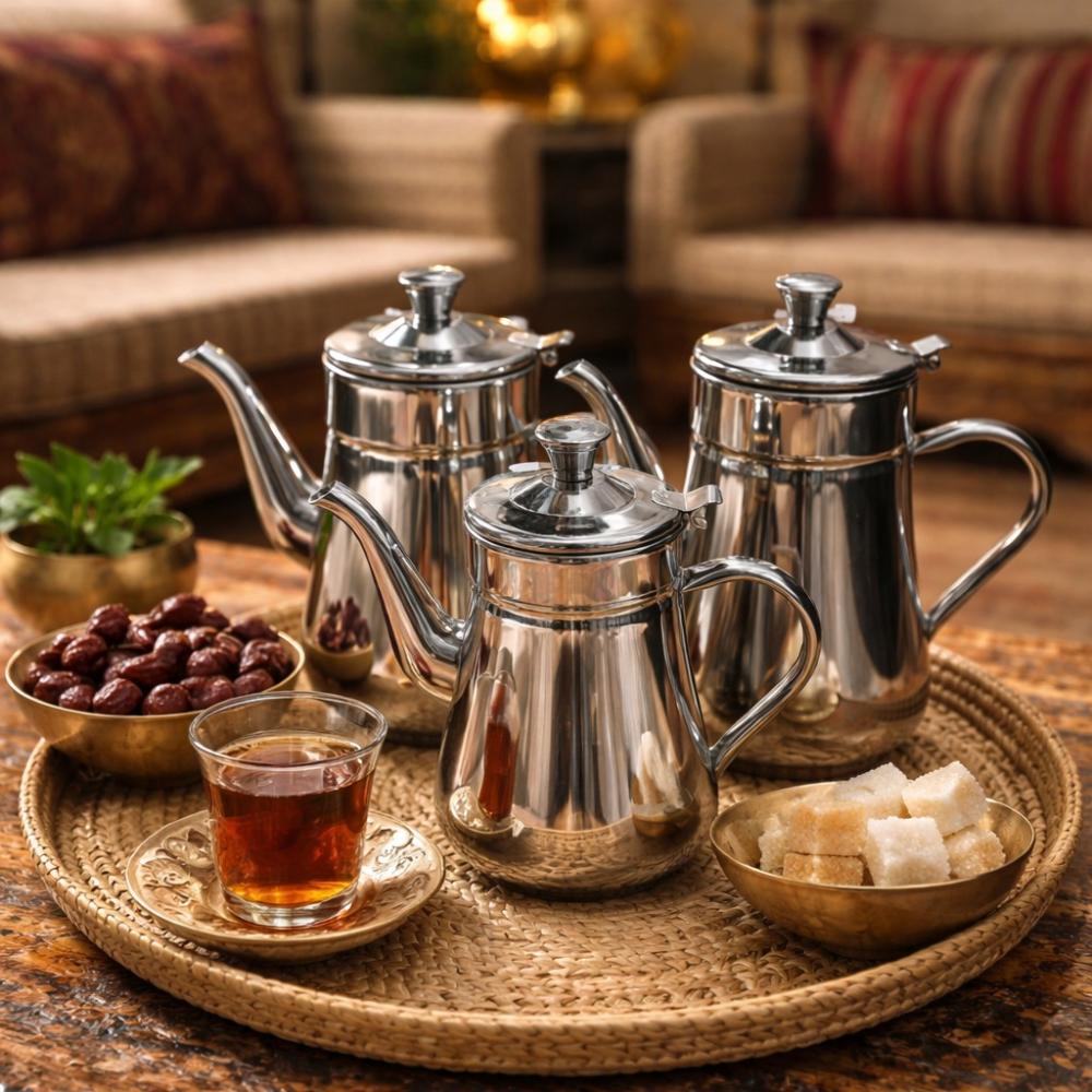 طقم برادات شاي ستانلس ستيل 3 قطع – للمطابخ الحديثة – Tea & Coffee Ther