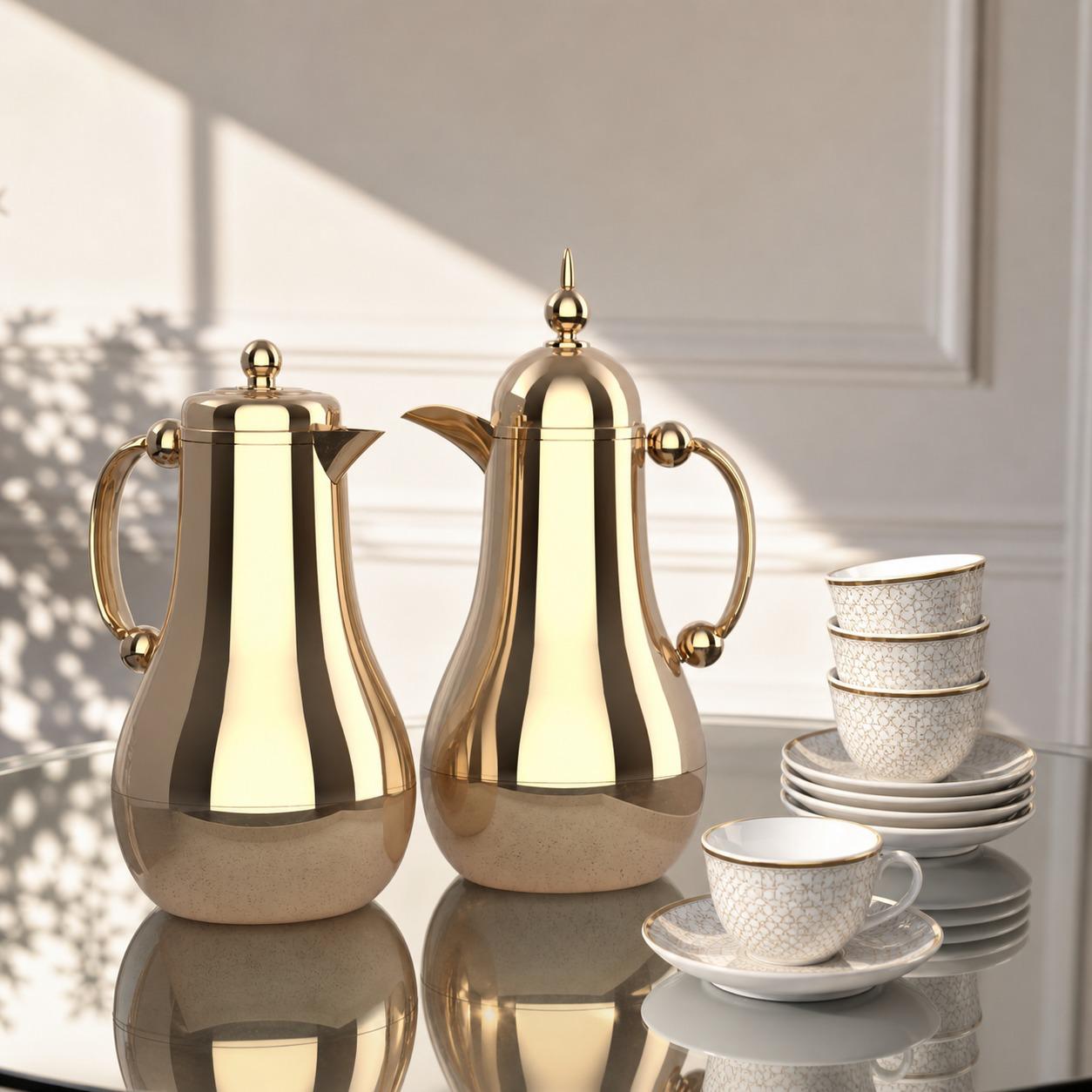 طقم ترامس ذهبي فاخر – فخامة تفرض حضورها من أول نظرة – Tea & Coffee The