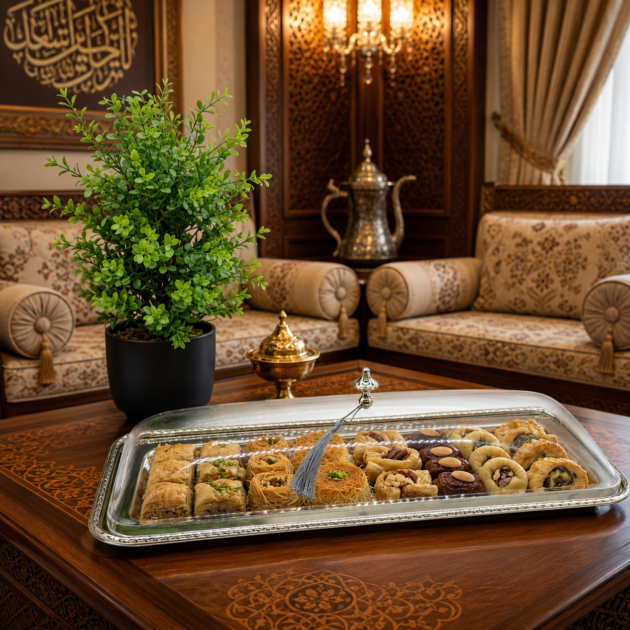 صحن تقديم أكريليك فاخر 50 سم – أناقة مثالية لتقديم الكيك والح – Premiu