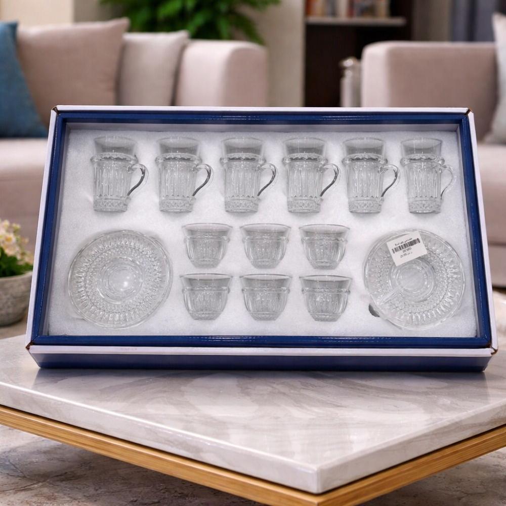 طقم تقديم شاي وقهوة زجاجي فاخر لعشاق الذوق الراقي-18قطعة – Luxury Glas