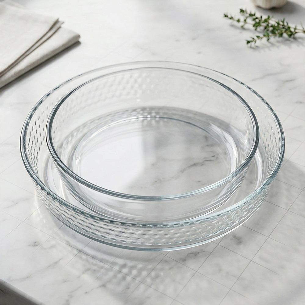 طقم صواني فرن جوزيل 2 قطعة - شكل دائري - زجاج حراري – Luxury Serving T