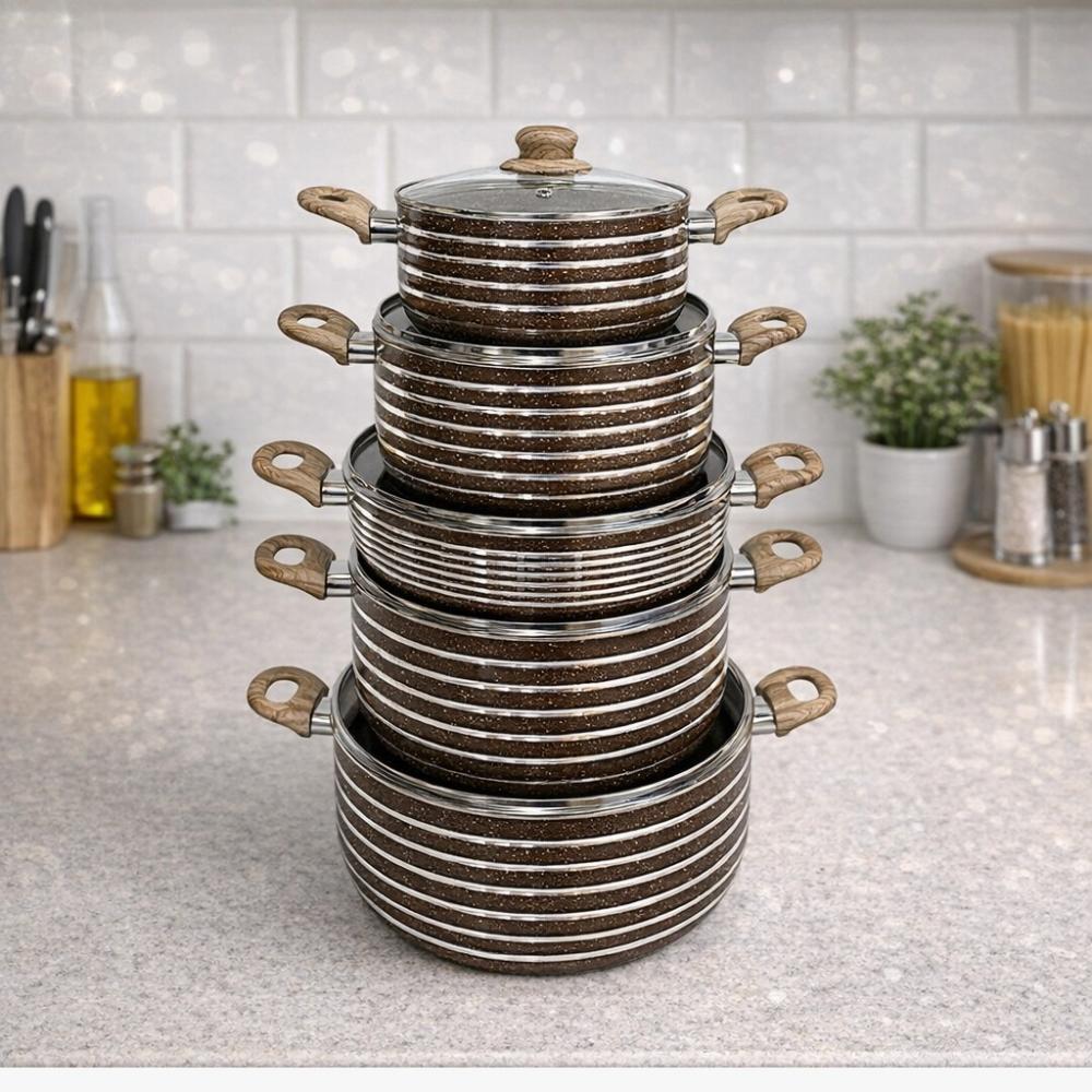 طقم قدور 10 قطع - تصميم عملي للاستخدام اليومي – Stainless Steel Cookwa