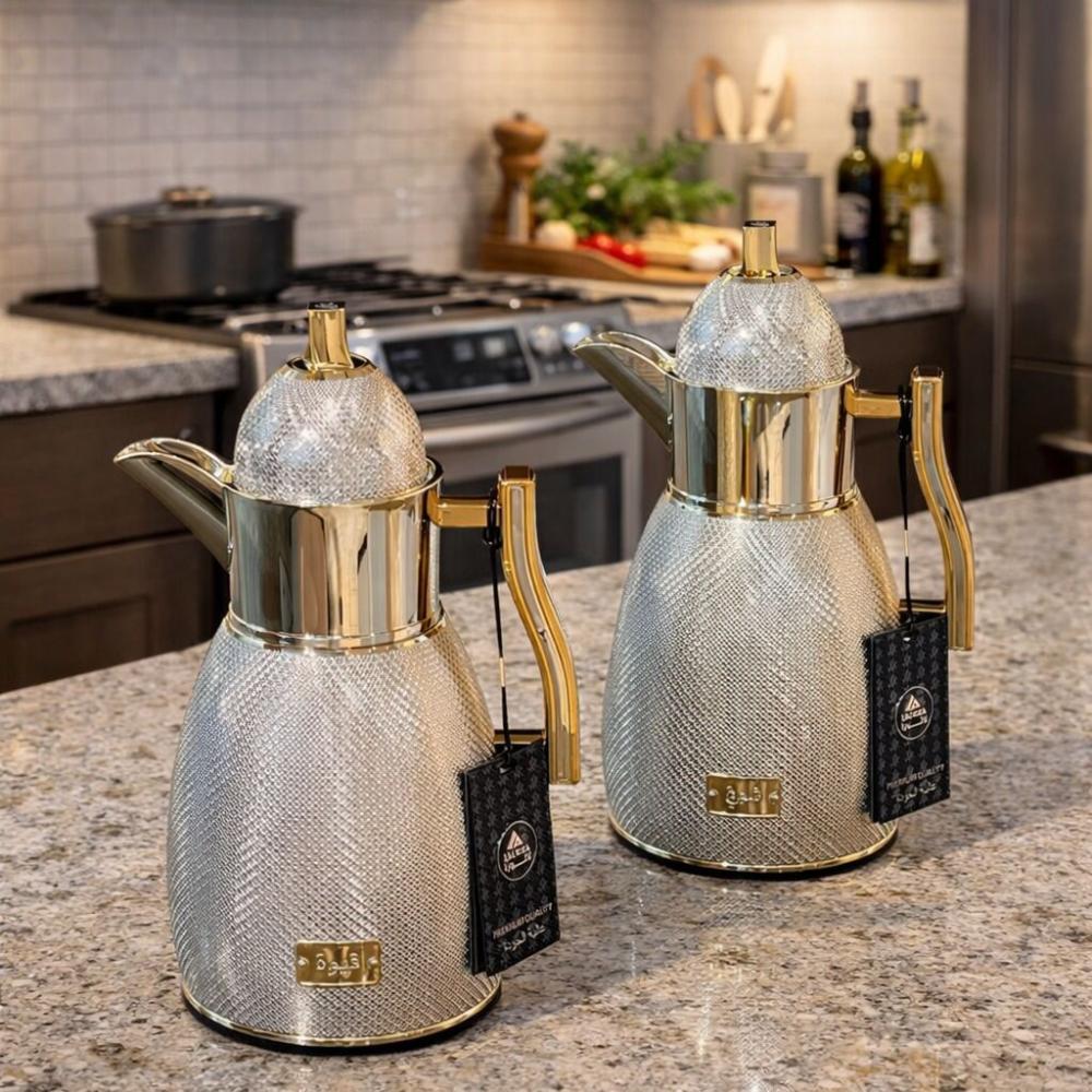طقم ترامس شاي وقهوة بنقشة فخمة 2 قطعة – Tea & Coffee Thermos Set