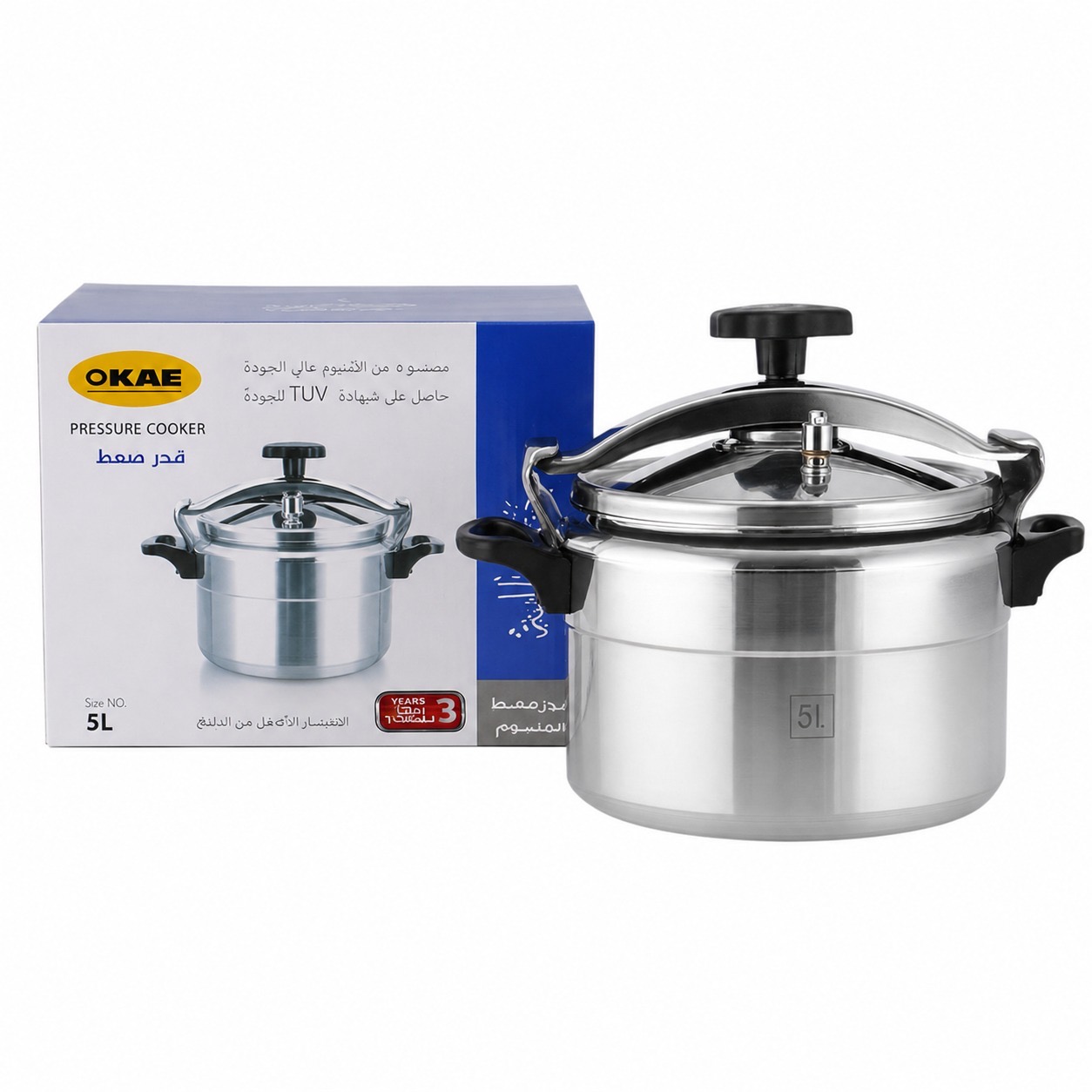 قدر ضغط ألومنيوم 5 لتر 22 سم OKAE – Aluminium Pressure Cooker