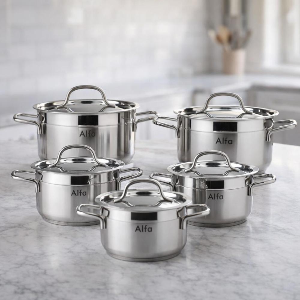 طقم قدور ستانلس ستانلس ستيل 18/10 - 10 قطع - تصميم عملي – Stainless St