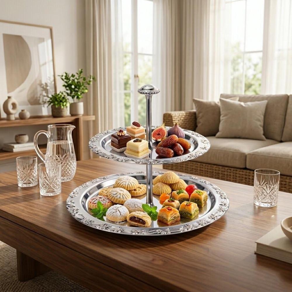 شيالة حلا ستانلس ستيل دورين مزخرفة – تصميم عملي وأنيق – Stainless Dess