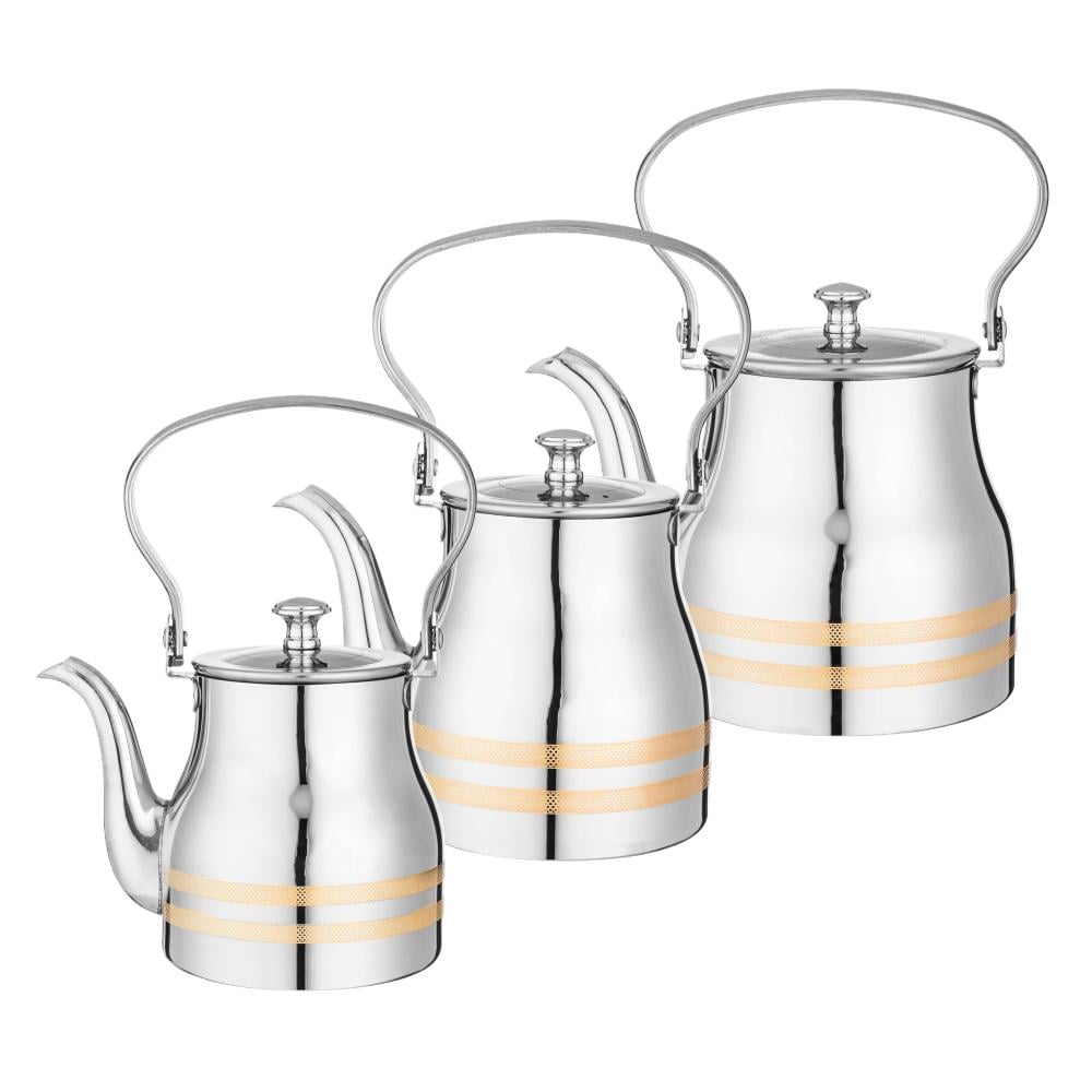 طقم براد ستيل ذهبي فضي بتصميم مميز – Tea & Coffee Thermos - Gold
