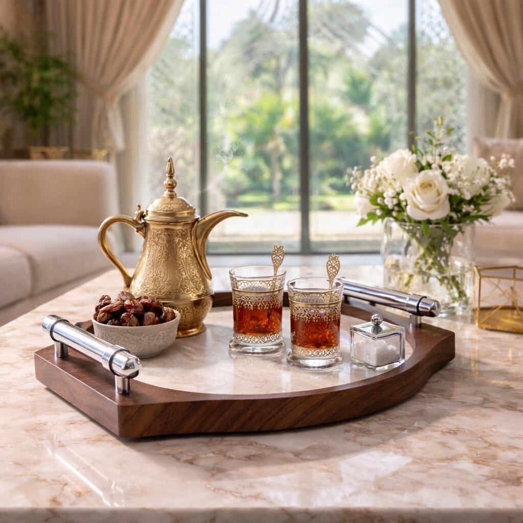 طقم تباسي خشبي 2قطعة – Luxury Serving Tray