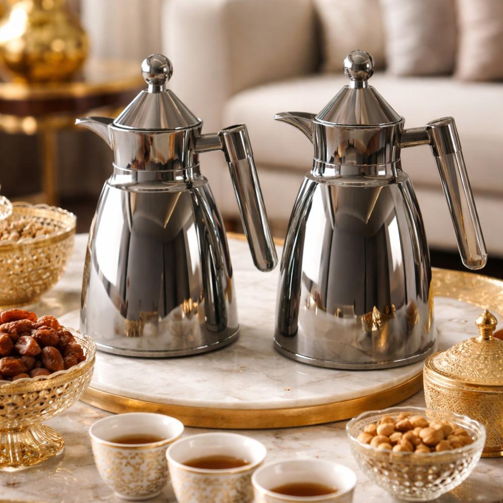 طقم٢ ترمس شاي وقهوة - ١ لتر - خامات متينة – Tea & Coffee Thermos