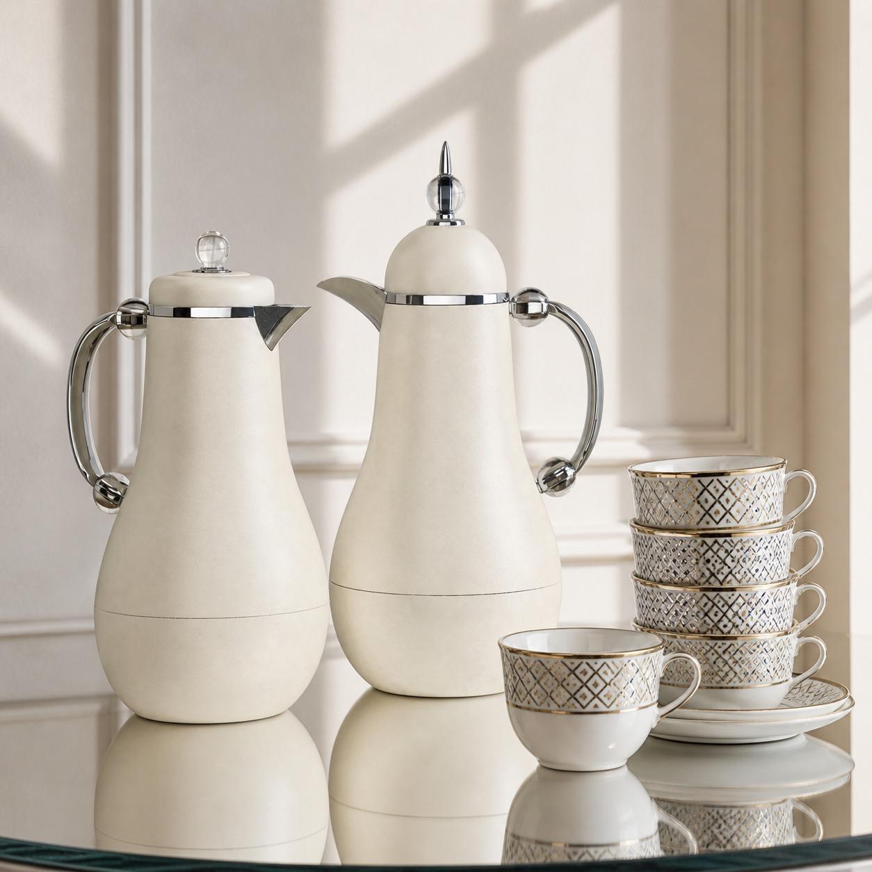 طقم ترامس فاخر – أناقة الضيافة – 1لتر – Tea & Coffee Thermos Set 1L - 