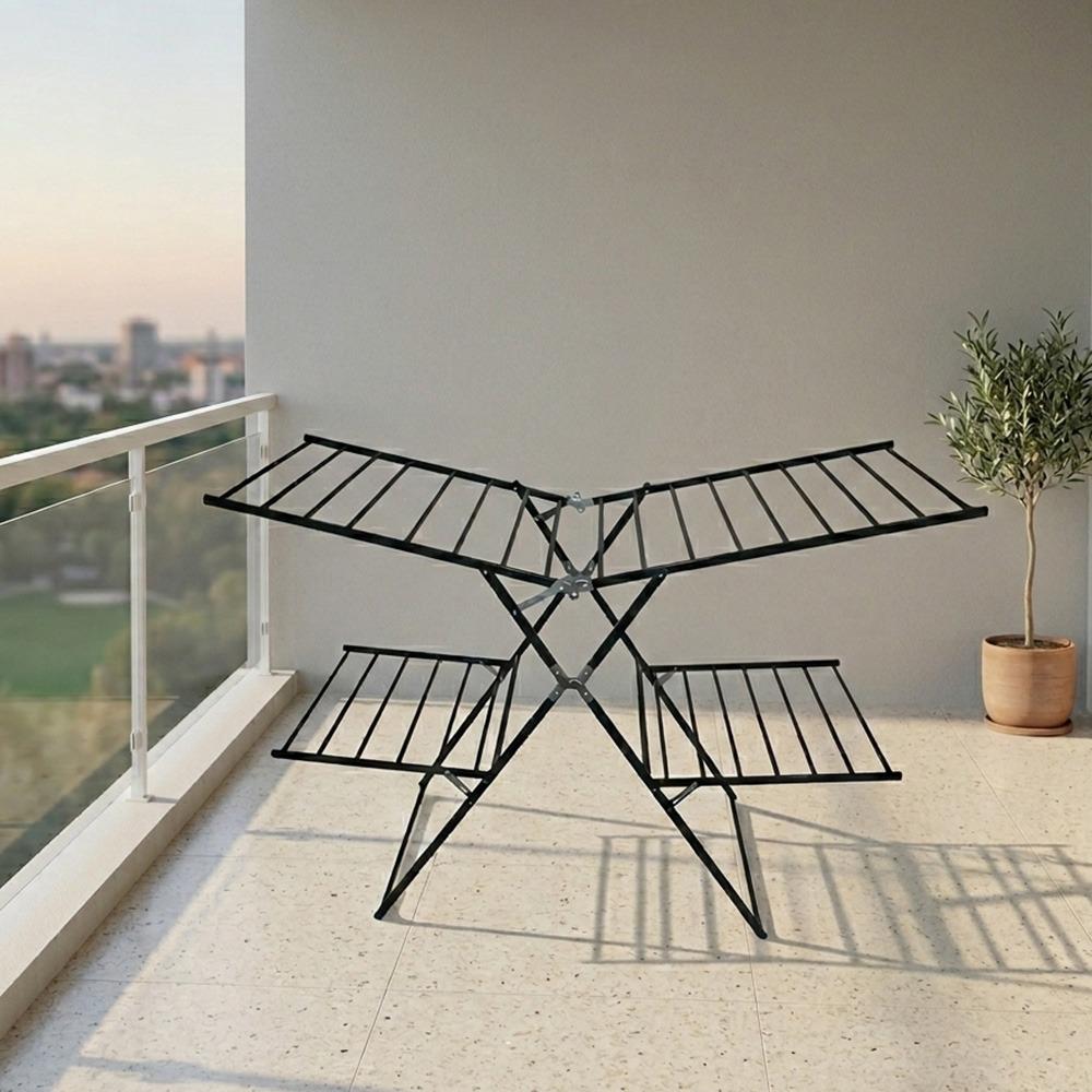 منشر ملابس - 2 دور - خامات متينة للاستخدام اليومي – Metal Clothes Rack