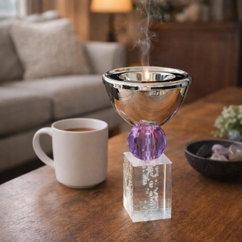 مبخرة معدن لقاعدة كريستال - بتصميم فخم – Luxury Incense Burner