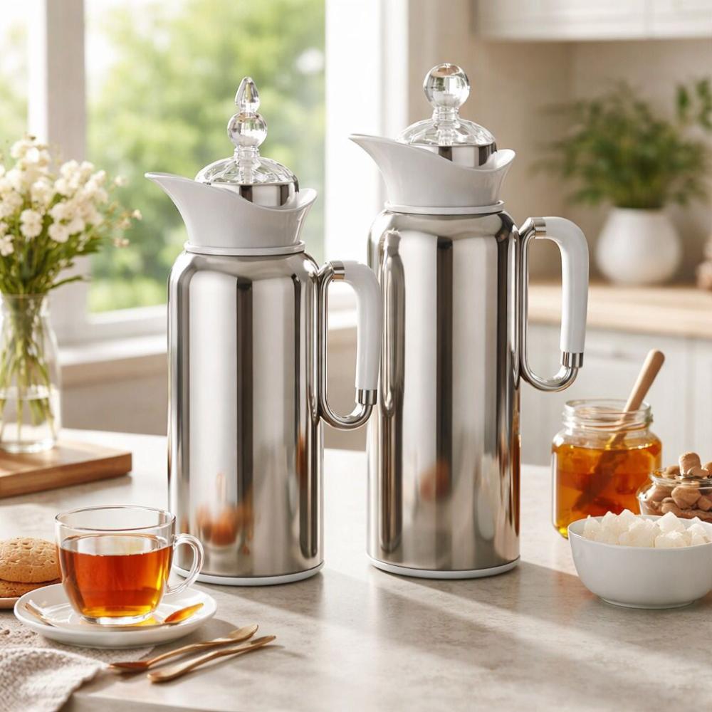 طقم ترامس شاي وقهوة - ستانلس ستيل - 2 قطعة - غطاء محكم – Tea & Coffee 