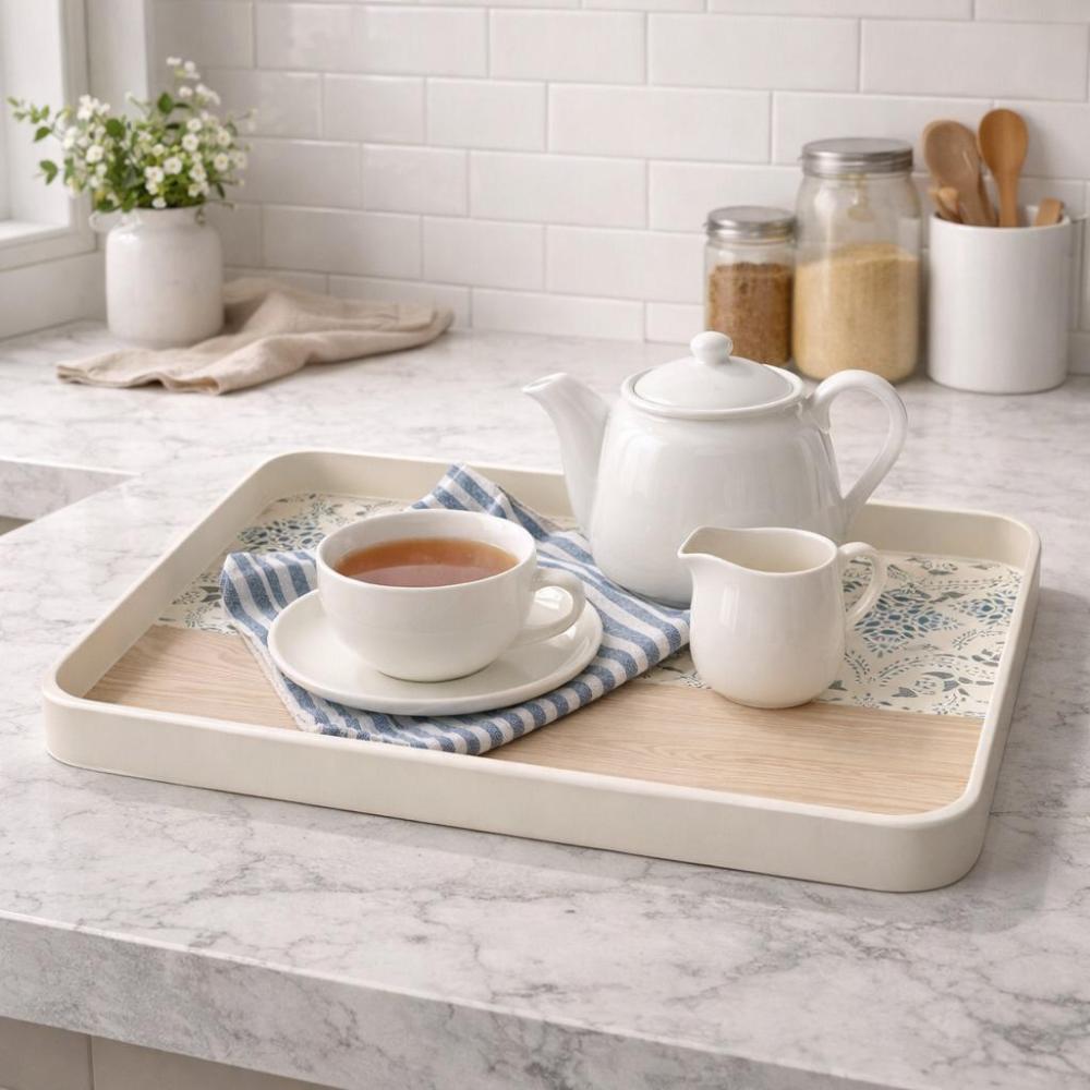 تباسي مفرد منقوش بتصميم أنيق للضيافة – Luxury Serving Tray