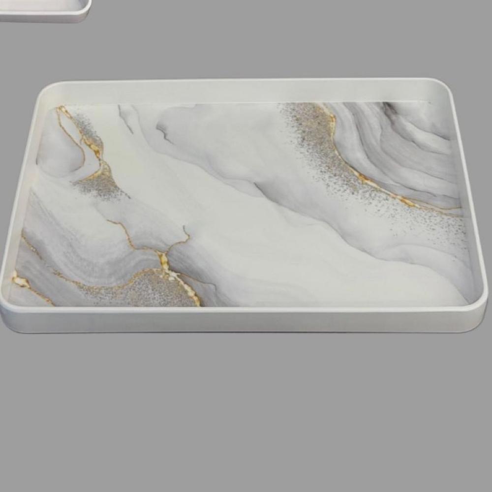 تباسي مفرد ميلامين بشكل رخامي أنيق وعصري – Luxury Serving Tray