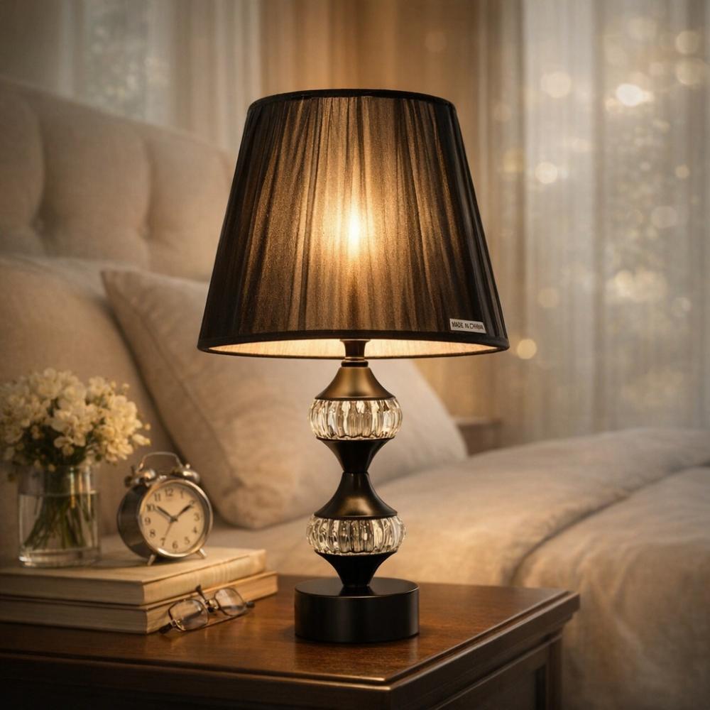 اباجورة كريستال- قاعدة معدن - تصميم متناسق مع فخامة ورقي – Modern Lamp