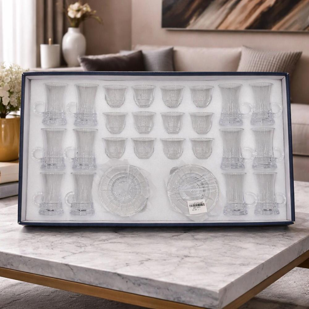 طقم فناجين قهوة وبيالات - مع اطباق - زجاج-36قطعة – Porcelain Coffee Cu