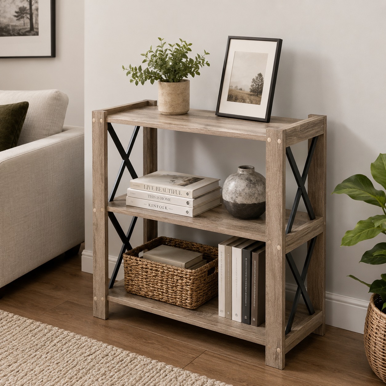 رف تخزين مكتبي بتصميم عصري أنيق – Modern Elegant Office Storage Shelf