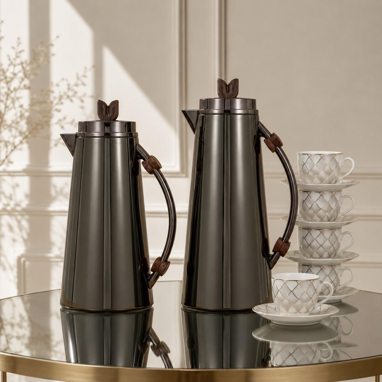 طقم ترامس غرافيت لامع فاخر 1+1 لتر للعيد – Luxury Eid Thermos Set – Gr