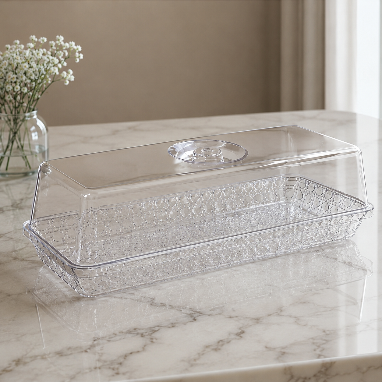 صحن تقديم وكيك أكريليك شفاف متعدد الاستخدامات – Clear Acrylic Multi-Us