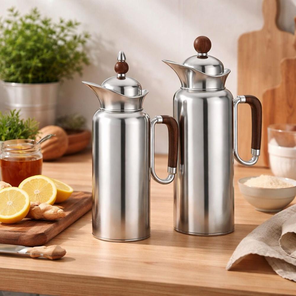 طقم ترامس شاي وقهوة - ستانلس ستيل - 2 قطعة - غطاء محكم – Tea & Coffee 