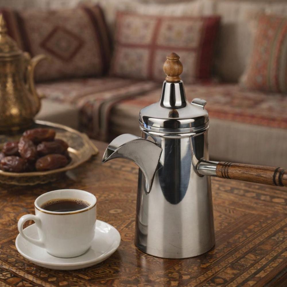 دلة قهوة عربية ستانلس - يد خشب - تصميم عملي – Arabic Stainless Steel D