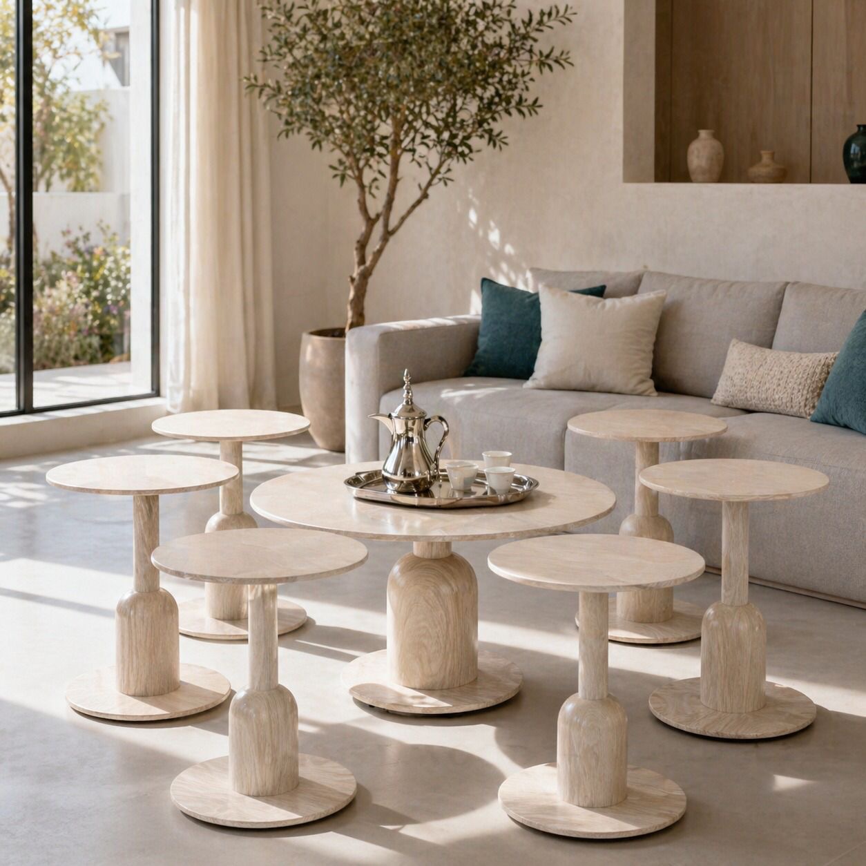طقم طاولات قهوة وشاي مكون من 7 قطع – Modern Table