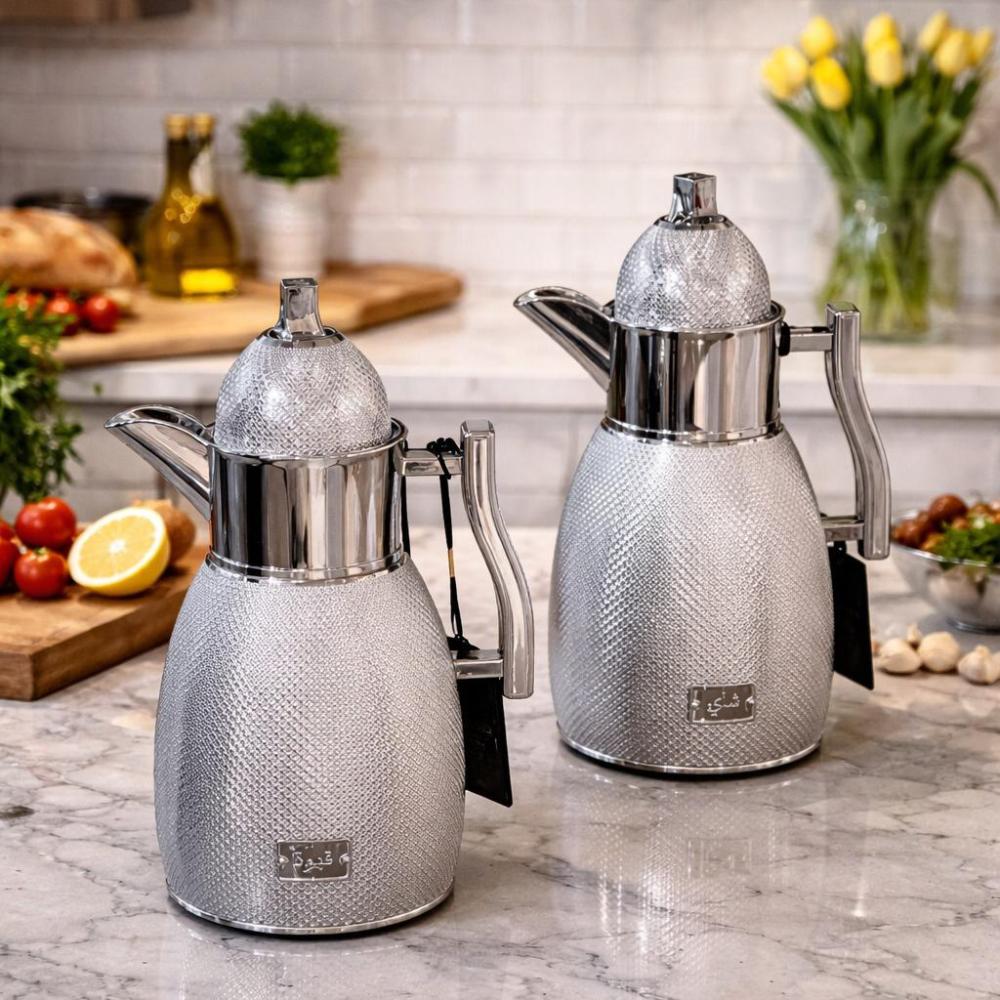 طقم ترامس شاي وقهوة بنقشة فخمة 2 قطعة – Tea & Coffee Thermos Set