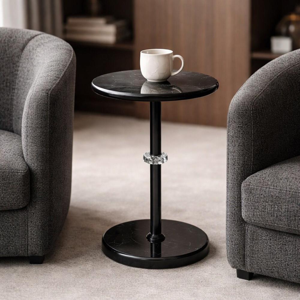 طاولة خدمة مستديرة سطح و قاعدة سيراميك مع عمود معدن – Modern Table