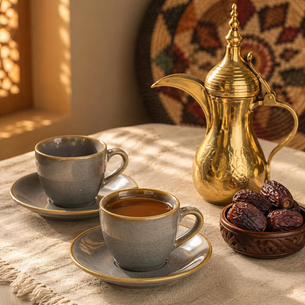 طقم فناجين قهوة أو شاي 80 مل يتميز بتصميم عصري وأنيق، يجمع – Porcelain