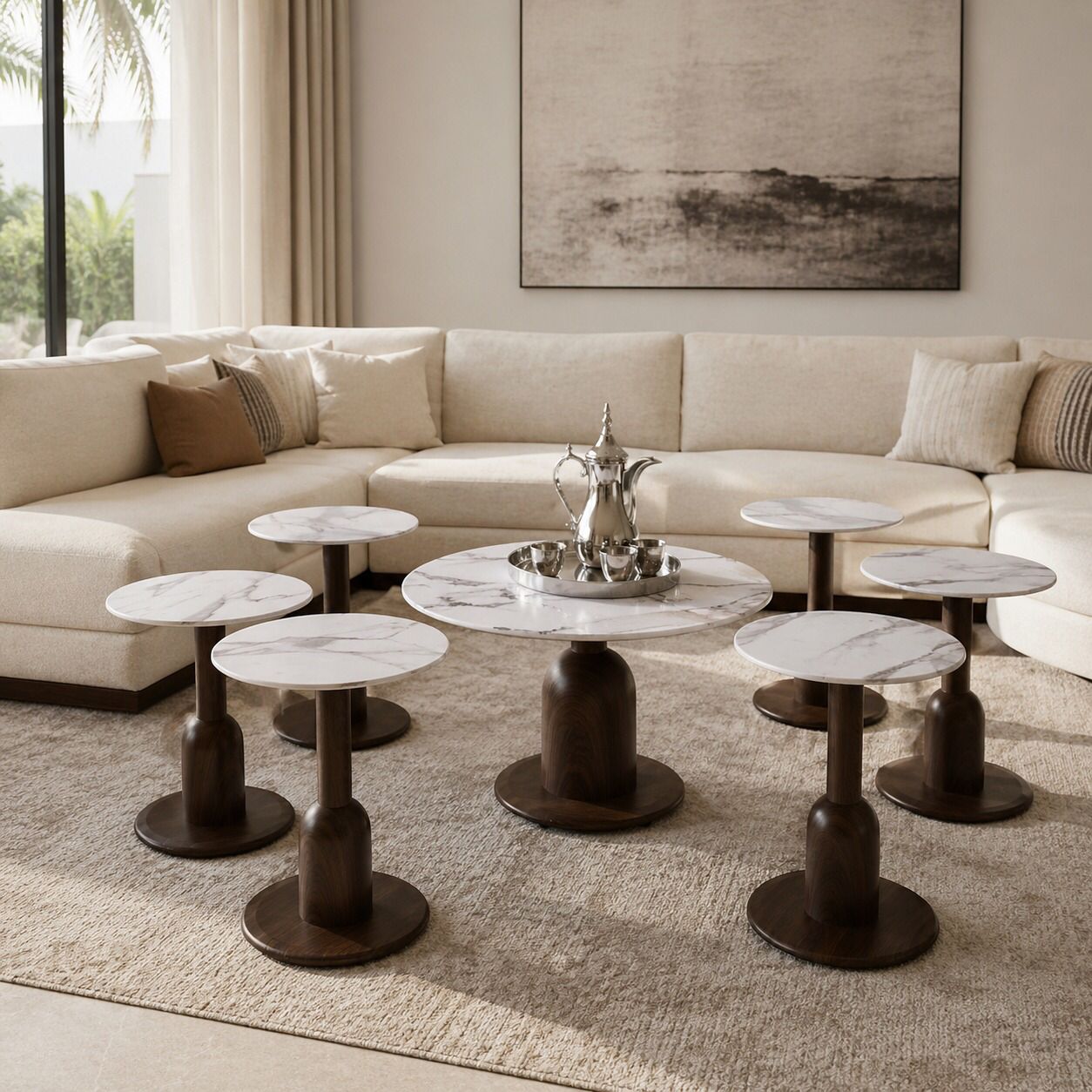 طقم طاولات قهوة وشاي مكون من 7 قطع – Modern Table